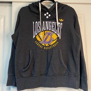 LA Lakers NBA Hoodie Adidas Women’s XL Los Angeles Gray Purple Yellow Basketball